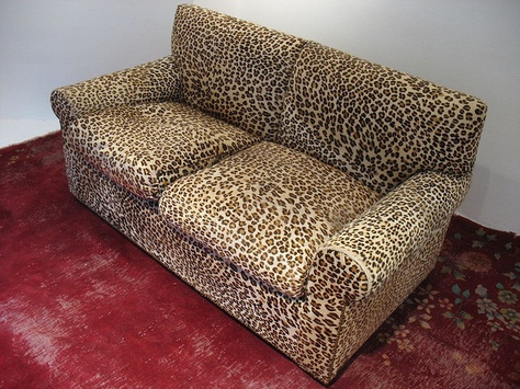 Leopard Print Couch by housingworksauctions, via Flickr Animal Print Furniture, Printed Accent Chairs, Animal Print Pillows, Printed Sofa, Couch Table, Enchanted Garden, Large Sofa, House Room, Couch Covers