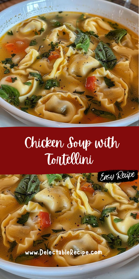 Simple Tortellini Soup, Soup With Tortellini, Chicken Tortellini Soup, Quick And Easy Soup, Tortellini Soup, Soup Dinner, Sweet Peas, Chicken Soup Recipes, Easy Soups