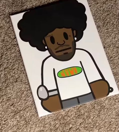 Wasteland Brent Faiyaz Canvas Painting, Brent Faiyaz Painting Canvas, Rapper Paintings Easy, Bape Paintings Canvas, Brent Faiyaz Painting, Boondocks Painting, Bape Paintings, 90s Cartoon Canvas Painting, Bape Art