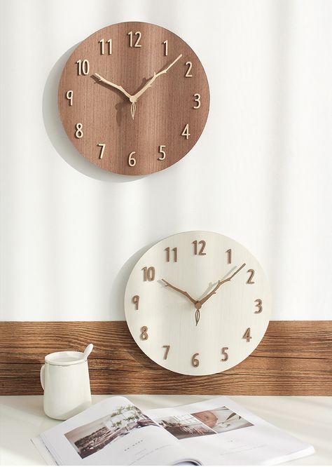 Korean creative wall clock living room clock home fashion mute wooden simple modern clock wall watch| | - AliExpress Angel Room Decor, Small Bedroom Ideas For Kids, Black Wood Wall, Small Bedroom Ideas For Couples, Farmhouse Clock, Wood Minimalist, Small Bedroom Inspiration, Minimalist Clock, Clock Work