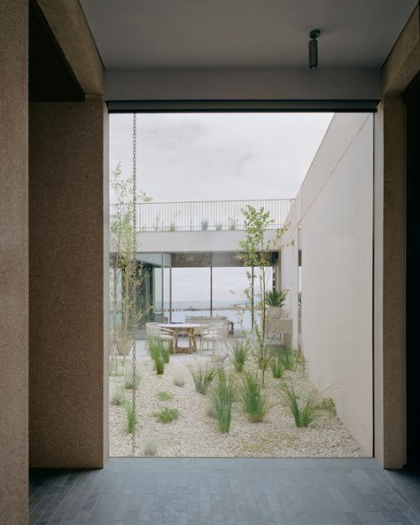 House on the Bay by Lovell Burton - Video Feature - The Local Project - The Local Project Limestone Pavers, Outdoor Paving, Facade Panel, Rooftop Terrace Design, Timber Panelling, Natural Stone Flooring, The Local Project, Australian Homes, Modern Coastal