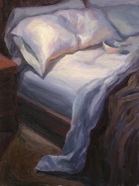 Unmade Bed by Silvina Day Bed Painting, Unmade Bed, Make The Bed, Bed Art, Yennefer Of Vengerberg, Soyut Sanat Tabloları, Arte Inspo, Ap Art, Sketchbook Inspiration