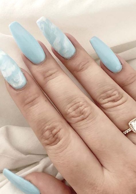 Nail Acrylic Designs, Marble Acrylic Nails, Matte Acrylic Nails, Key West Style, Nail Acrylic, Baby Blue Nails, Art Designs Ideas, Marble Nail, Med Tech