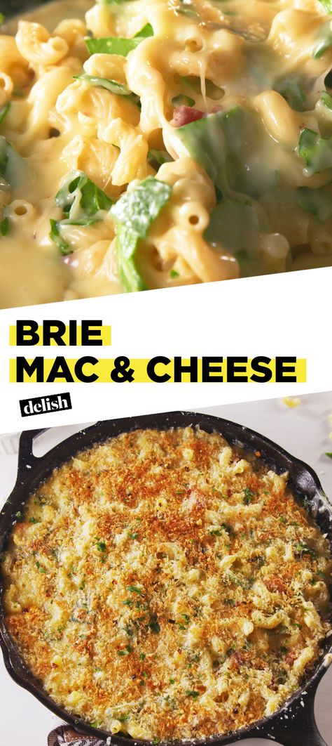 OMG BRIE MAC & CHEESE Get the recipe at Delish.com. #recipe #easyrecipe #easy #macandcheese #cheese #pasta #comfortfood #macaroni #brie #spinach #bacon Brie Mac And Cheese, Pasta Food Recipes, Pasta Food, Mac Cheese, Mac N Cheese Recipe, Macaroni Cheese, Iron Skillet, Cast Iron Skillet, Main Meals