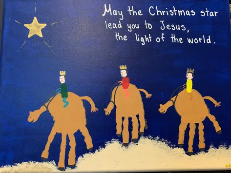 Hand Print Nativity Scene, Wise Men Ornaments Diy, Jesus Was Born Craft For Kids, Handprint Nativity Scene, Wisemen Craft For Kids, Wisemen Craft, Preschool Artwork, Epiphany Crafts, Discipleship Training