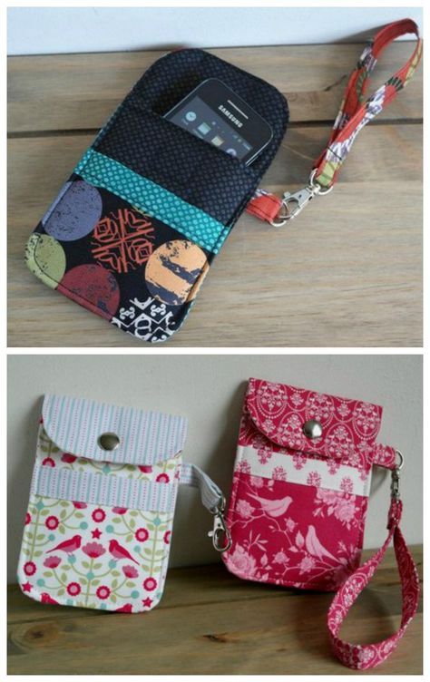 Here we have a sewing pattern for an awesome mobile phone padded pouch. These Mobile Phone Padded Pouches are the ideal accessory for storing a mobile phone. You can make them in fun coloured prints for the kids or choose floral, stripes and contemporary designs for the grown-ups. #sewingpattern #cellphonewallet Pochette Portable, Desain Tote Bag, Mobile Phone Pouch, Padded Pouch, Modern Bag, Beginner Sewing Projects Easy, Leftover Fabric, Phone Pouch, Diy Couture