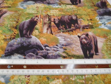 776 Black Bear Scenic Fabric Fabric By the Yard Bear Fabric | Etsy Wildlife Quilts, Bear Fabric, North American Wildlife, Black Bears, Bear Quilts, Quilted Wall Hangings, Cotton Quilting Fabric, Timeless Treasures, Black Bear