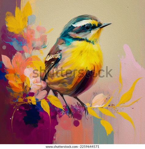 Abstract Colorful Oil Acrylic Painting Bird Stock Illustration 2259644571 | Shutterstock Canvas Illustration, Bird Painting Acrylic, Modern Art Paintings, Arte Animal, Spring Flower, Painting Art Projects, Floral Wall Art, Birds Painting, Bird Art