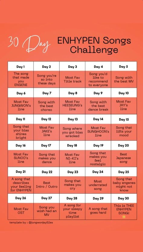 30 Days Of Kpop, Kpop Song Challenge, Enhypen Song, Enhypen Meme, 30 Day Song Challenge, Bullet Journal Mood Tracker Ideas, Song Challenge, Bullet Journal Mood, Future Perfect