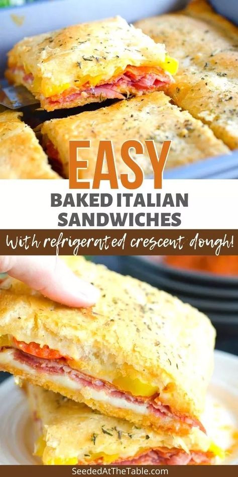 Italian Sandwich Recipe Crescent Rolls, Italian Baked Sandwiches, Ham N Cheese Crescent Rolls, Baked Crescent Sandwiches, Cresent Sandwich Recipes, Ham And Salami Sandwich, Sandwiches With Crescent Rolls, Crescent Roll Italian Bake, Italian Breakfast Sandwich