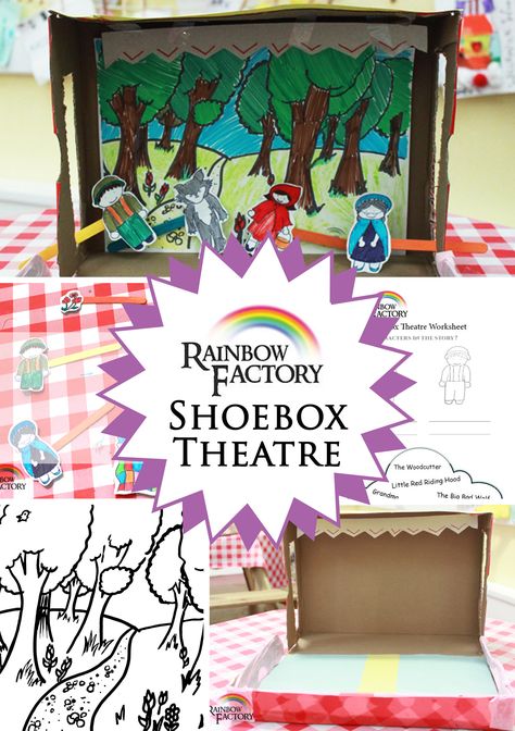 Rainbow Factory, Box Theatre, Red Riding Hood Story, Shoe Box Crafts, Fairy Tale Activities, Red Riding Hood Art, Class Art Projects, Fairy Tale Theme, Traditional Tales