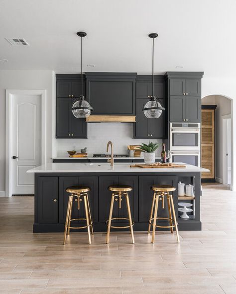 Dark Grey Kitchen Cabinets, Dark Gray Kitchen Cabinets, Gray Kitchen Cabinets, Dark Grey Kitchen, White Kitchen Backsplash, Gray Kitchen, White Marble Countertops, Grey Kitchen Cabinets, White Countertops