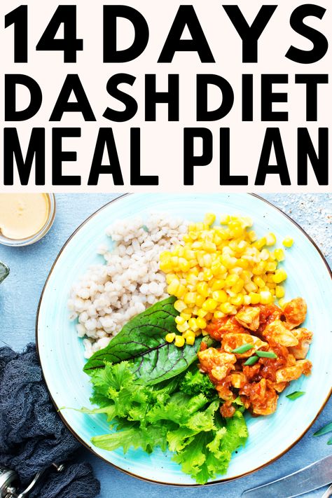 Learn the basics of the DASH diet with this 14-day starter guide for beginners, complete with delicious recipes and meal plans. Dash Diet Food List Phase 1, Dash Diet Meal Plan For Beginners, 21 Day Cardiac Diet, The Dash Diet Meal Plan, Dash Lunch Ideas, Dash Diet Desserts, Dieabitic Diet Plan, Dash Diet Recipes Easy, Dash Diet Meals