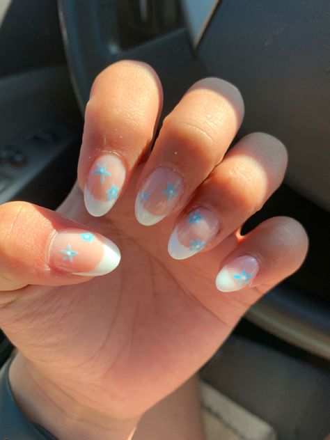 Natalie Zacek Nails, Pastel Star Nails, Starfish Nails, Rounded Acrylic Nails, Preppy Nails, Pink Tip Nails, Elegant Touch Nails, Teen Nails, Beachy Nails