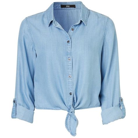 DENIM TIE HEM LONG SLEEVE SHIRT (7055 RSD) ❤ liked on Polyvore featuring tops, shirts, blouses, denim shirts, long tops, long sleeve tops, long-sleeve shirt and blue long sleeve shirt Aesthetic Clothes Png, Long Denim Shirt, Layering Shirts, Denim Tie, Mommy Outfits, Blue Denim Shirt, Long Sleeve Denim Shirt, Denim Crop Top, Denim Shirts