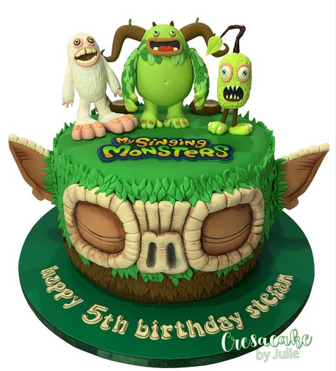 Singing Monsters Cake, My Singing Monsters Cake, My Singing Monsters Birthday Party, Monsters Birthday Cake, Singing Monsters Birthday, Monster Cake Pops, Monster Birthday Cakes, Island Cake, My Singing Monsters