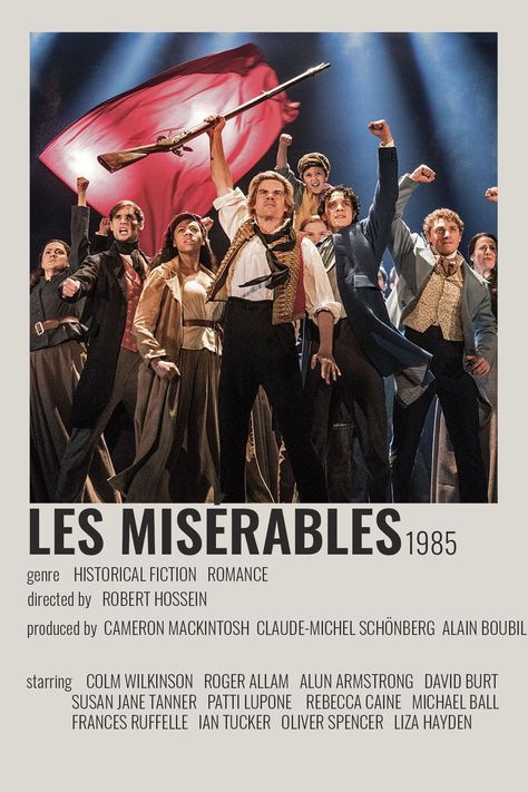 [ alternative minimalist polaroid movie tv show poster ] [ original broadway cast / obc of les mis the musical ] Musical Posters Aesthetic Broadway, Musical Posters Broadway Vintage, Les Mis Poster, Musical Theater Poster, Broadway Musicals To Watch List, Musicals Polaroid Poster, Les Mis Art, Musical Polaroid Poster, Musical Posters Broadway