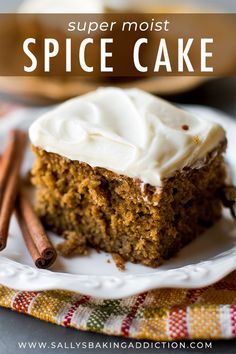 Best Cake Flavours, Moist Spice Cake, Whipped Cream Cheese Frosting, Spice Cake Recipes, Spice Cake, Cake With Cream Cheese, Cake Flavors, Savoury Cake, Fall Desserts