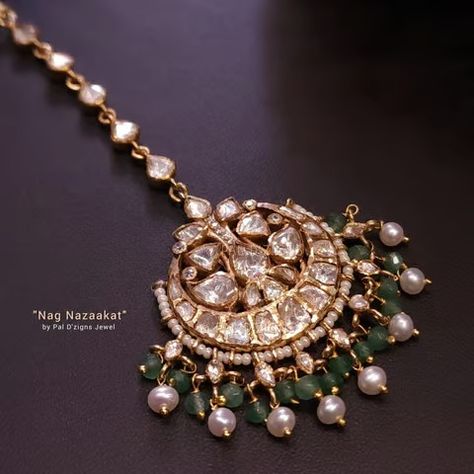 Nag Nazaakat Moissanite Polki Tika Mang Tika Jewelry Gold Latest, Papati Billa, Polki Tikka, Mughal Jewelry, Mang Tika, Simple Bridal Jewelry, Wedding Jewellery Designs, Maang Tika, Mang Tikka