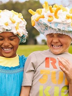 Shaving cream over a shower cap and then throw Cheetos on top--whoever catches the most, wins.  LOL  A MUST DO!!!  Good idea for the family reunion! Olympic Party Games, Bored Kids, Olympic Party, Shower Cap, Field Day, Monster Party, Childrens Church, Shaving Cream, Family Reunion