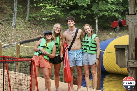 Summer camp lake lifeguards Summer Camp Staff, Lifeguard Aesthetic, Camp Ozark, American Summer Camp, Summer Camp Aesthetic, Camp Memories, Camp America, Aesthetic Lake, Summer Camp Activities