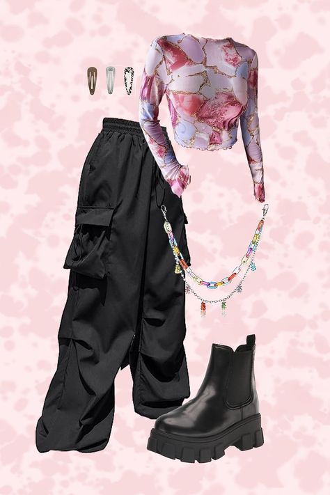 LeSserafim, Yunjin, Kpop, inspiration outfit, antifragile, antifragileyunjin, kpop inspired outfir, black and pink, cute accessories Yunjin Antifragile Outfit, Black Outfit Korean, Kpop Inspired Outfits, Y2k Outfits Pink, Lesserafim Yunjin, Dr Wardrobe, Concert Ideas, Outfit School, Outfit Korean