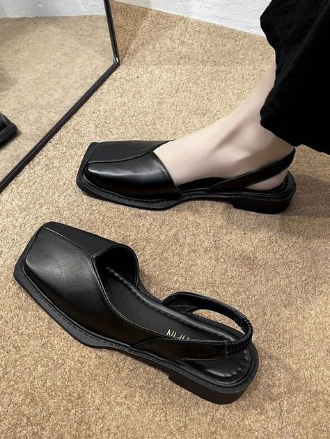 Black Collar Embellished Women Shoes Casual Footwear Women, Closed Sandals, Closed Toe Sandals, Womens Sandals Summer, Slingback Flats, Low Heel Sandals, Clothes Aesthetic, Toe Sandals, Women Trends