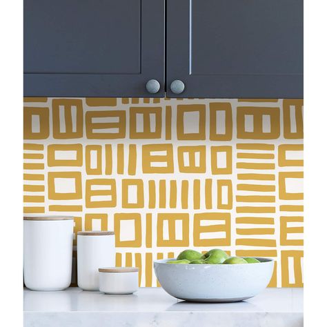 "Find the NuWallpaper Black Pepper Paperie Peel & Stick Wallpaper at Michaels. com. Achieve a modern and artful home transformation with this peel and stick wallpaper by artist Hadiya Williams. Achieve a modern and artful home transformation with this peel and stick wallpaper by artist Hadiya Williams. The bold backdrop and hand-painted, geometric design will add dramatic flair to your décor. Details: Available in multiple colors 20.5\" x 18ft. roll Covers about 30.75 sq. ft. Design repeat of 21 Brewster Wallcovering, Formica Countertops, West Elm Kids, Mirrored Wallpaper, Kitchen Wallpaper, Peel Stick Wallpaper, Wallpaper Online, Accent Wallpaper, Office Living Room