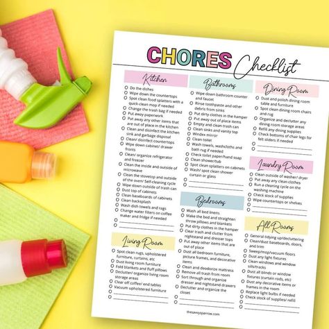 Chore List Template, Weekly Chore List, Household Chores List, House Chores List, List Of Chores, Chores List, Free Printable Chore Charts, Printable House, Cleaning Schedule Templates