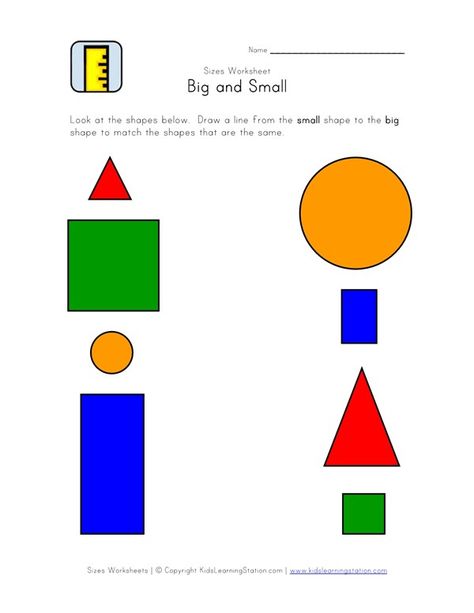 Big and Small Matching Worksheet | All Kids Network Numbers In Expanded Form, Expanded Form Worksheets, Community Helpers Worksheets, Nursery Worksheets, Matching Worksheets, Kids Worksheets Preschool, Worksheet For Kids, Preschool Colors, Small Drawings