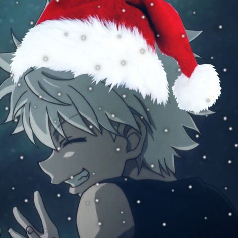 Killua Christmas Pfp, Hxh Christmas Pfp, Hxh Christmas, Christmas Anime, Anime Christmas, Anime Shadow, Christmas Characters, Sketchbook Art Inspiration, Art Inspiration Drawing