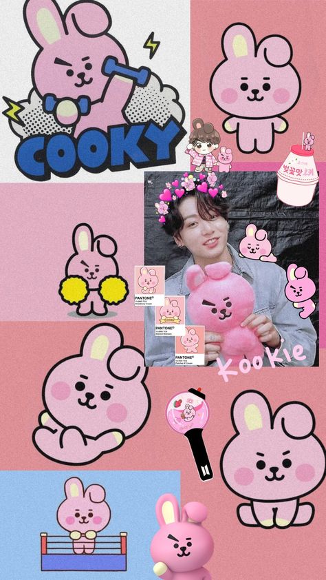 Kooky Bt21, Bt21 Kookie Cute, Jungkook Aesthetic Wallpaper, Kpop Iphone Wallpaper, Bts Jungkook Birthday, Bts Young Forever, Wallpaper Doodle, Kpop Funny Bts, Bts Girl