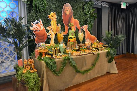 Lion King Safari Dessert Table Lion King Themed First Birthday, The Lion King Party Ideas, Re Leone Party, Lion King Birthday Party Ideas Boys, Lion King 1st Birthday Party Ideas Boys, Lion King First Birthday Party Ideas, Lion King 1st Birthday Party, Simba Birthday Party, Lion King Party Decorations