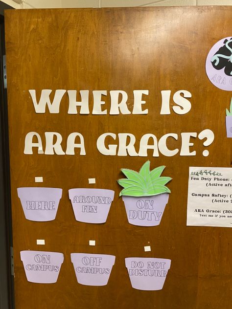 Plants, RA, res life Dorm Decs Resident Assistant, Door Decs Ra Ideas, Ra Dorm Bulletin Boards, Ra White Board Ideas, Ra Where Am I Board Ideas, Ra Personal Board, Residence Hall Bulletin Boards, Ra Floor Programs, Where’s My Ra Sign