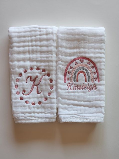 Embroidery Burp Cloths, Burp Cloth Embroidery Ideas, Burp Cloths Diy Embroidered, Embroidered Burp Cloths, Baby Boy Burp Cloths, Thoughtful Baby Gifts, Baby Girl Burp Cloths, Burb Cloth, Monogrammed Burp Cloths