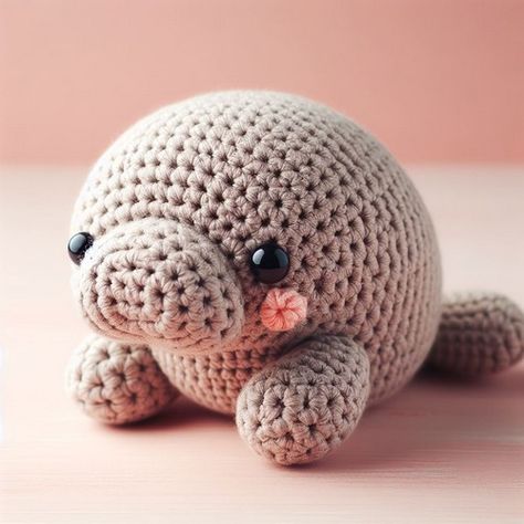 Manatee Crochet Pattern, Crochet Manatee, Crochet Ornament Patterns, Animal Amigurumi, Crochet Coasters Free Pattern, All Crafts, Crochet Animal Amigurumi, Crochet Ornaments, Crochet Animal