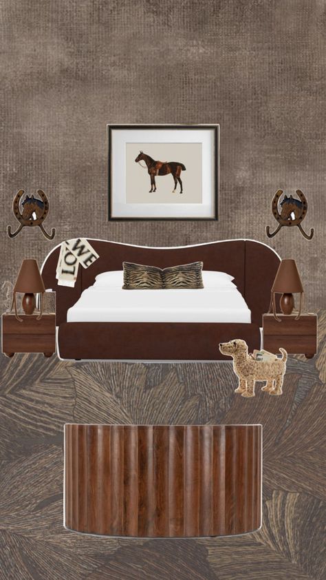 equestrian bedroom decor ideas brown room aesthetic room ideas decor decorating interior design aesthetic vibes brown horses hoof hooves brown horse Brown Room Aesthetic, Equestrian Room, Equestrian Bedroom, Brown Room, Brown Horses, Interior Design Aesthetic, Brown Rooms, Aesthetic Room Ideas, Brown Horse