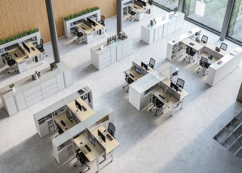 Business Office Interior Design Work Spaces, Work Stations Office Design, Personal Office Interior Design, Business Office Interior Design, Workplace Design Office, Modern Workstation, Administration Office, Open Office Layout, Office Layout Plan