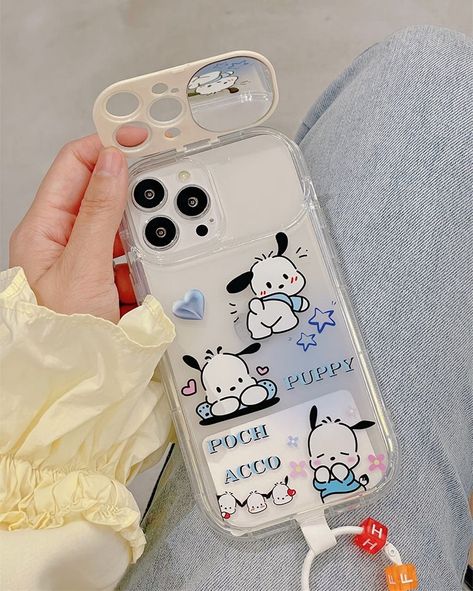 💙 Pochacco Phone Case with Mirror & Charm 💙 LlNK lN BlO #pochacco #pochaccosanrio #pochaccolover #phonecase Pochacco Outfit, Cool Phone Cases, Phone Cases, Puppies