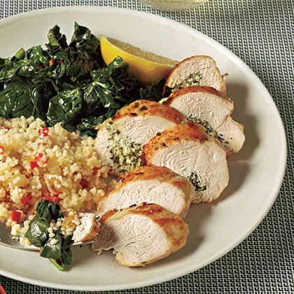 Herb and Goat Cheese Stuffed Chicken Breasts Cheese And Spinach Stuffed Chicken, Goat Cheese Stuffed Chicken Breast, Cheese Stuffed Chicken Breast Recipes, Goat Cheese Stuffed Chicken, Chicken Recipes Easy Quick, Cooking Light Diet, Cooking Herbs, Stuffed Chicken Breast, Cheese Stuffed Chicken