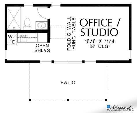 Mascord House Plan 1179 - The Woodhaven : Main Floor Plan Layout Apartment, Guest House Plans, Beach House Plan, Contemporary Style House, Studio Layout, Fiberglass Entry Doors, Pool House Plans, Garage Floor Plans, Backyard Studio