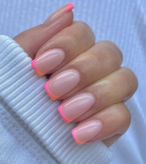 Poppin Nails, Unghie Sfumate, Unghie Nail Art, Short Press On Nails, Finger Nail Art, Lovely Nails, Short Square Nails, Pink French, Her Nails