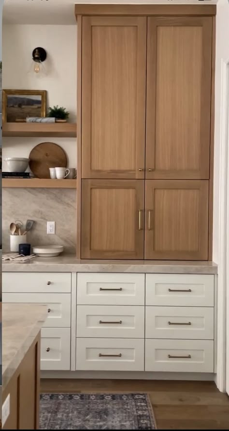 Inlay Kitchen Cabinets, White Oak Laundry Room, Taj Mahal Countertops, Pure White Cabinets, European Kitchen Design, Kitchen Natural, White Oak Kitchen, Pantry Wall, Future Kitchen