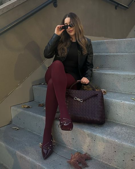 Last slide is the energy I bring while shopping for other peoples Christmas gifts 💅🏻🎁 #fallfashion #callitspring #burgundytights #fallstyle #torontocreator #burgundyfashion Stockings Outfit Winter, Burgundy Tights, Stockings Outfit, Burgundy Fashion, Winter Outfit Ideas, Outfit Red, Easy Winter Outfit, Holiday Outfit, Outfit Winter