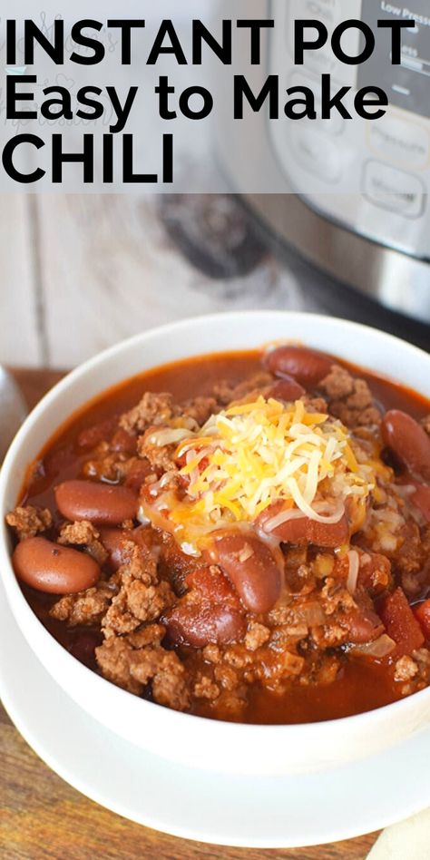 This is the best pressure cooker/Instant Pot chili recipe I have tried. It is filled with ground beef, beans, tomatoes and a ton of flavor! #instapot #instantpot #soup #chili #groundbeef Instant Pot Recipes For Beginners, Instant Pot Recipes Easy, Instant Pot Pasta Recipe, Pot Recipes Easy, Instant Pot Soup Recipes, Best Instant Pot Recipe, Healthy Instant Pot Recipes, Instant Pot Soup, Instant Recipes