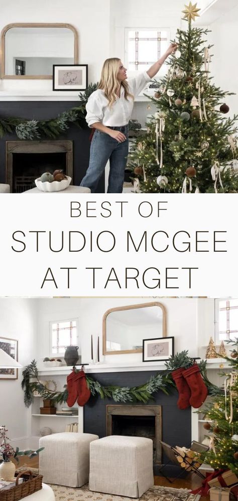 Best Christmas Tree Target, Studio Mcgee Holiday Decor, Studio Mcgee Christmas 2023, Mcgee Christmas Tree, Studio Mcgee Christmas Tree, Mcgee And Co Christmas, Transitional Christmas Decor, Modern Farmhouse Christmas Tree, Mcgee Christmas