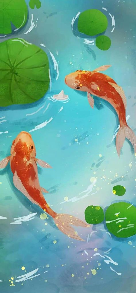 Fish Background, Koi Fish Drawing, Fish Wallpaper, Fish Drawings, A Pond, Poster Colour, Koi Pond, Ancient Chinese, Koi Fish