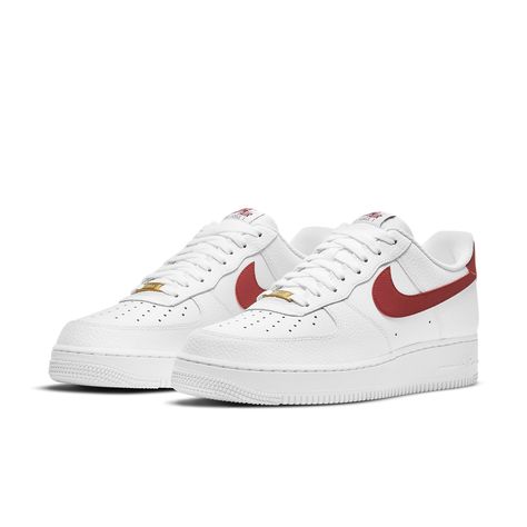 Nike Air Force 1 Low 'White Team Red' White/Team Red CZ0326-100 Low Top Nikes, Red Nike Shoes, Nike Tracksuit, Adidas Tracksuit, Converse New, Team Red, Nike Air Force 1 07, Force One, Cute Nikes