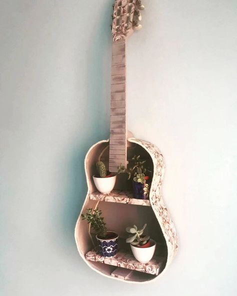 Look at all the cute guitar shelves that I made. Making something practical and unique out of old unwanted guitars Upcycle. Restore. Reuse. #guitar #guitarshelves #glasgowshopping #glasgow #upcycling #recycle #reuse #homedecorinspo #homedecor #homedecorideas Upcycle Guitar, Guitar Shelves, Glasgow Shopping, Repurposed Guitar, Cute Guitar, Guitar Shelf, Old Guitar, Home Organisation, Upcycle Projects