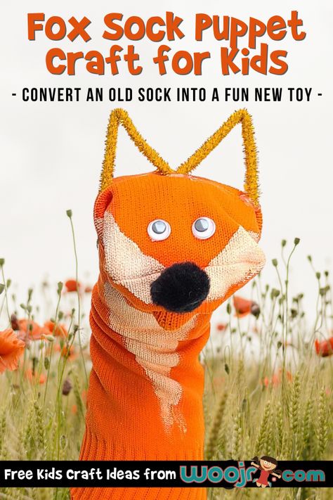 Fox Sock Puppet Craft for Kids | Woo! Jr. Kids Activities Fox Sock Puppet, Crazy Socks Day Diy, Fox Puppet, Puppet Tutorial, Puppet Craft, Fox Socks, Sock Puppet, Fox Crafts, Puppets For Kids